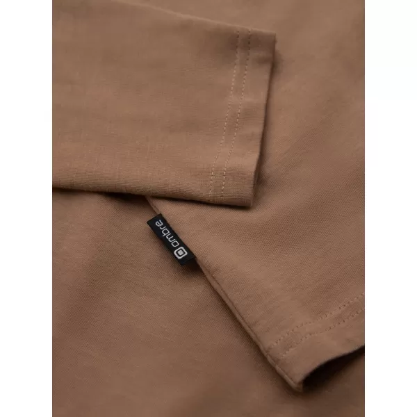  Pánské triko OMBRE OM-LSPT-0131 LIGHT BROWN 