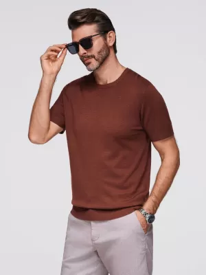 Pánské triko OMBRE OM-TSCT-0252 WARM BROWN