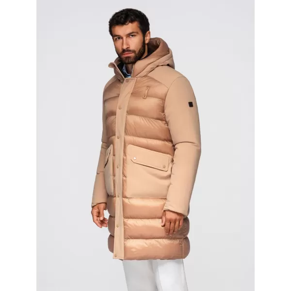 Pánský kabát OMBRE OM-JALJ-0308 BEIGE 