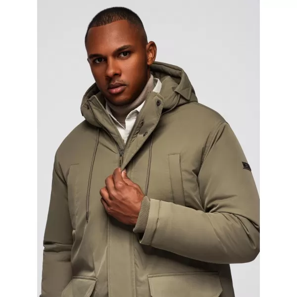  Pánský kabát OMBRE OM-JAPJ-0313 OLIVE 