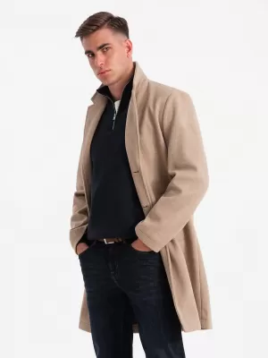 Pánský kabát OMBRE OM-COWC-0104-new BEIGE