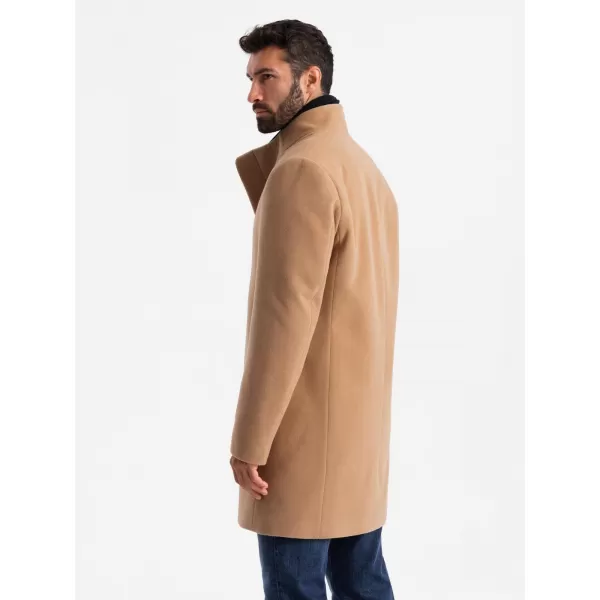  Pánský kabát OMBRE OM-COWC-0141 LIGHT BROWN 