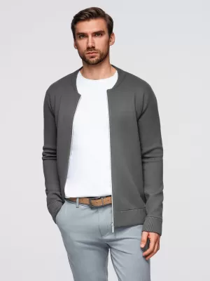 Pánský svetr OMBRE OM-SWZS-0146 GRAPHITE