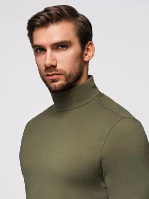 Pánské triko OMBRE OM-LSCL-0130 DARK OLIVE GREEN