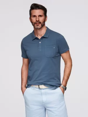 Pánské triko s límečkem OMBRE OM-POWS-0142 DARK BLUE