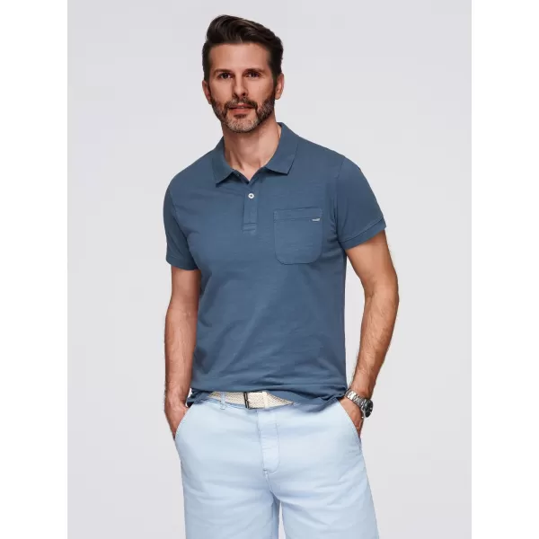  Pánské triko s límečkem OMBRE OM-POWS-0142 DARK BLUE 