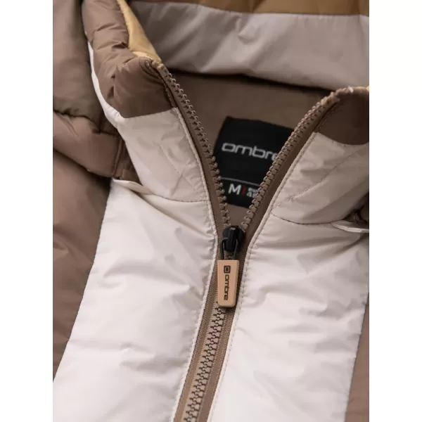  Pánská bunda OMBRE OM-JALP-0296 BEIGE AND WHITE 