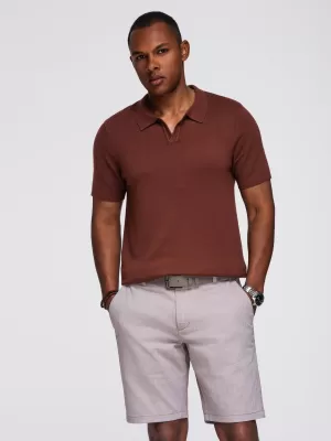 Pánské polo triko OMBRE OM-POSS-0159 DARK BROWN