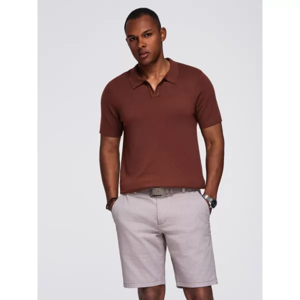  Pánské polo triko OMBRE OM-POSS-0159 DARK BROWN 