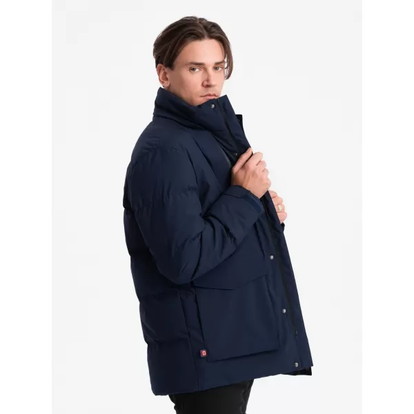  Pánská zimní bunda OMBRE OM-JAHP-0306 NAVY BLUE 