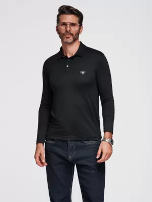 Pánské triko s límečkem OMBRE OM-POLS-0139 BLACK