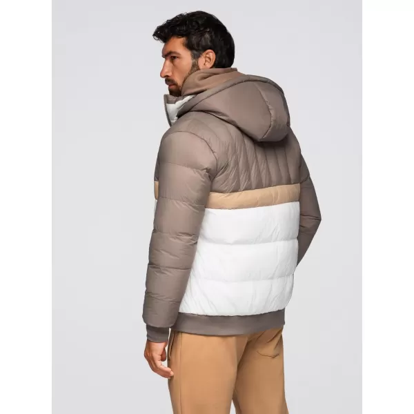 Pánská bunda OMBRE OM-JALP-0296 BEIGE AND WHITE 