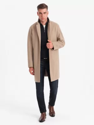 Pánský kabát OMBRE OM-COWC-0104-new BEIGE