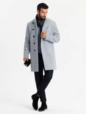 Pánský kabát OMBRE OM-COWC-0141 GREY MELANGE