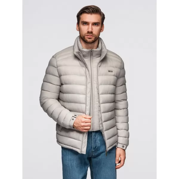  Pánská bunda OMBRE OM-JALP-0231 LIGHT GREY 