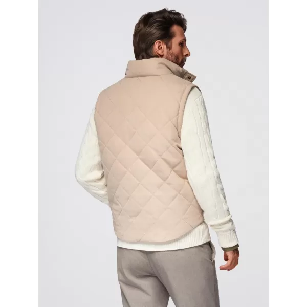  Pánská vesta OMBRE OM-JAVJ-0277 BEIGE 