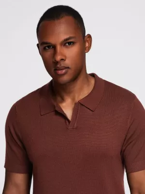 Pánské polo triko OMBRE OM-POSS-0159 DARK BROWN