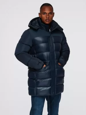 Pánský kabát OMBRE OM-JALJ-0266 NAVY BLUE