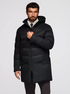 Pánský kabát OMBRE OM-JALJ-0264 BLACK