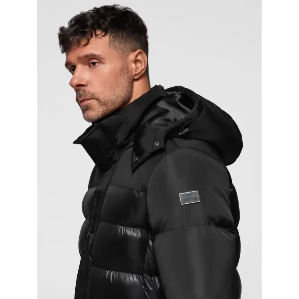  Pánský kabát OMBRE OM-JALJ-0266 V1 BLACK 