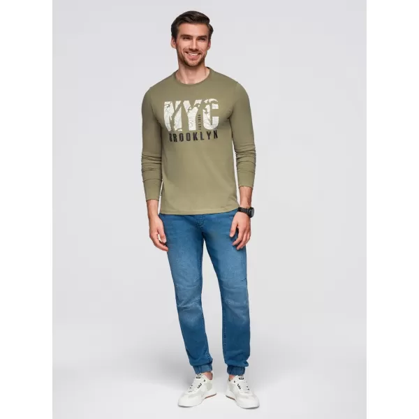  Pánské triko OMBRE OM-LSPT-0131 OLIVE 