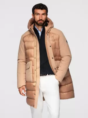 Pánský kabát OMBRE OM-JALJ-0308 BEIGE