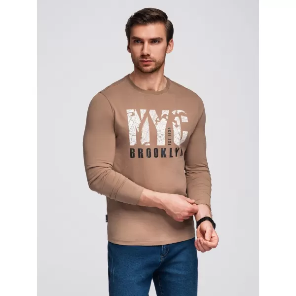  Pánské triko OMBRE OM-LSPT-0131 LIGHT BROWN 
