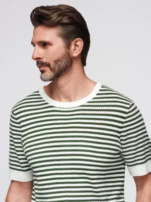 Pánské triko OMBRE OM-TSCT-0255 OLIVE AND WHITE