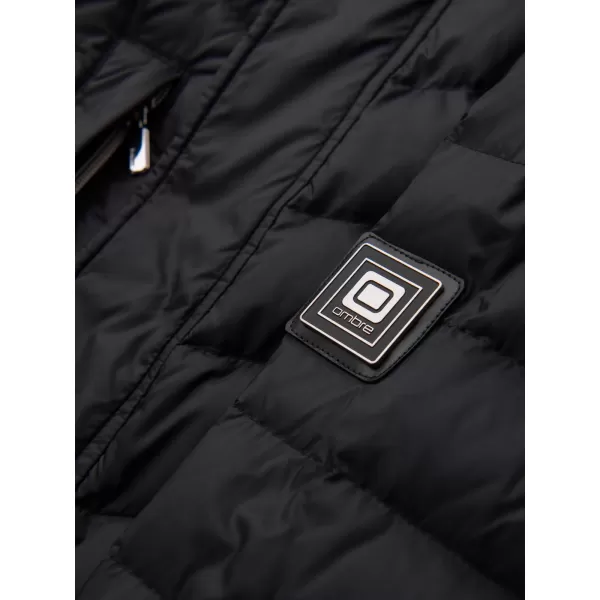  Pánský kabát OMBRE OM-JALJ-0266 BLACK 