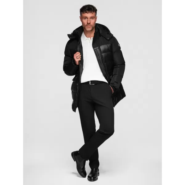  Pánský kabát OMBRE OM-JALJ-0266 V1 BLACK 