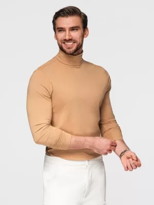 Pánské triko OMBRE OM-LSCL-0130 LIGHT BROWN