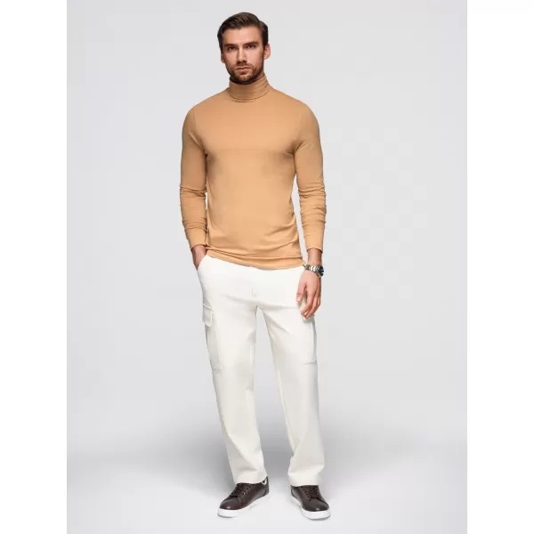  Pánské triko OMBRE OM-LSCL-0130 LIGHT BROWN 