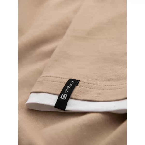  Pánské triko OMBRE OM-TSCT-0256 BEIGE 