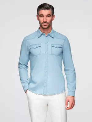 Pánská košile OMBRE OM-SHDS-0210 LIGHT BLUE