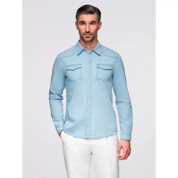  Pánská košile OMBRE OM-SHDS-0210 LIGHT BLUE 