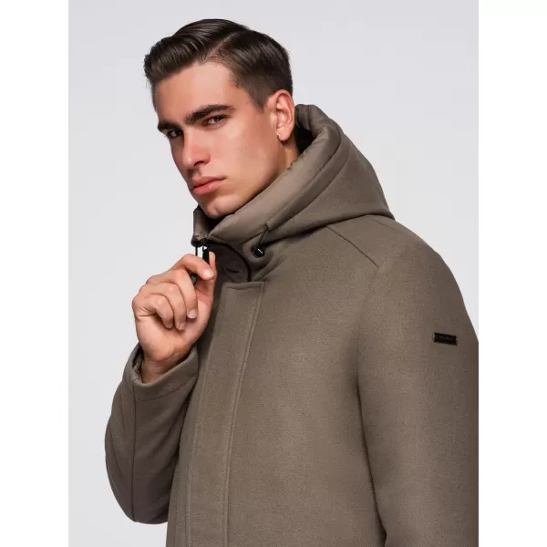  Pánský kabát OMBRE OM-COWC-0132 KHAKI 