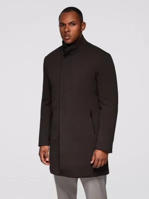 Pánský kabát OMBRE OM-COWC-0136 DARK BROWN