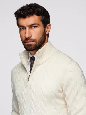 Pánský svetr OMBRE OM-SWZS-0138 CREAM