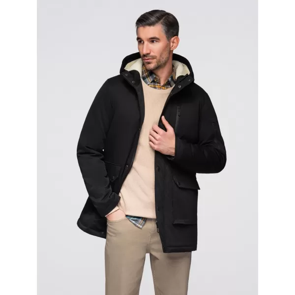  Pánský kabát OMBRE OM-JAPJ-0316 BLACK 