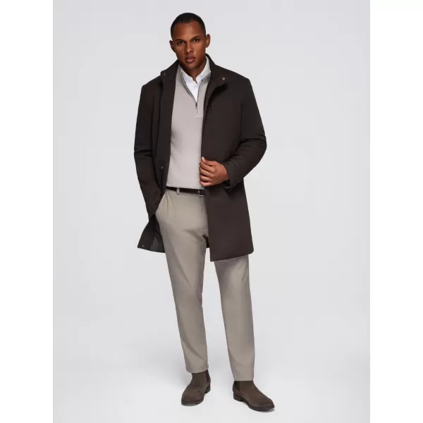  Pánský kabát OMBRE OM-COWC-0136 DARK BROWN 