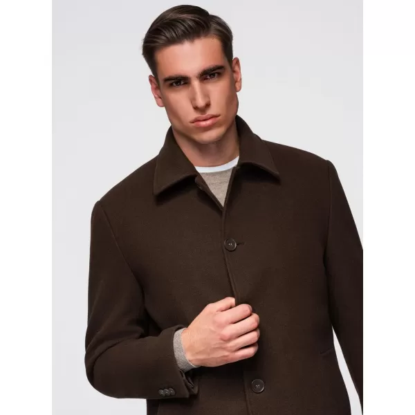  Pánský kabát OMBRE OM-COWC-0135 BROWN 