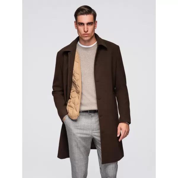  Pánský kabát OMBRE OM-COWC-0135 BROWN 