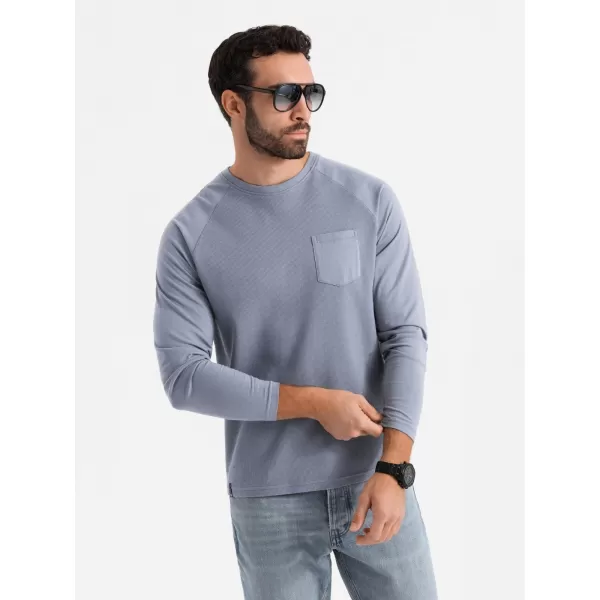  Pánské triko OMBRE OM-LSCL-0109 BLUE DENIM 