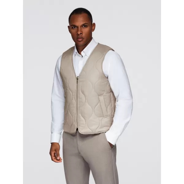  Pánský kabát OMBRE OM-COLC-0139 BEIGE 
