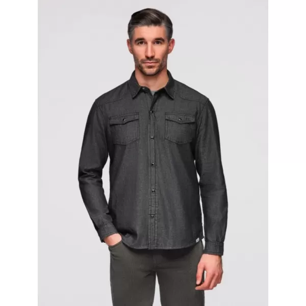  Pánská košile OMBRE OM-SHDS-0210 BLACK 