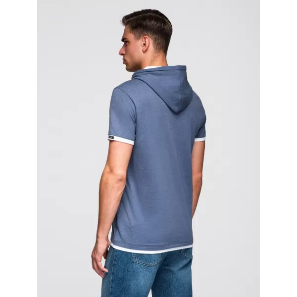  Pánské triko OMBRE OM-TSCT-0256 DARK BLUE MELANGE 