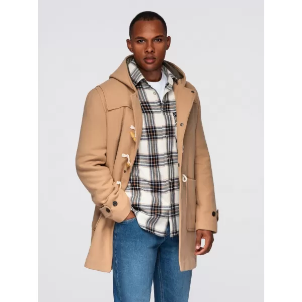  Pánský kabát OMBRE OM-COWC-0131 LIGHT BROWN 