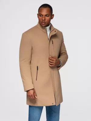 Pánský kabát OMBRE OM-COWC-0136 LIGHT BROWN