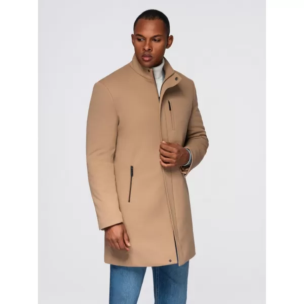  Pánský kabát OMBRE OM-COWC-0136 LIGHT BROWN 