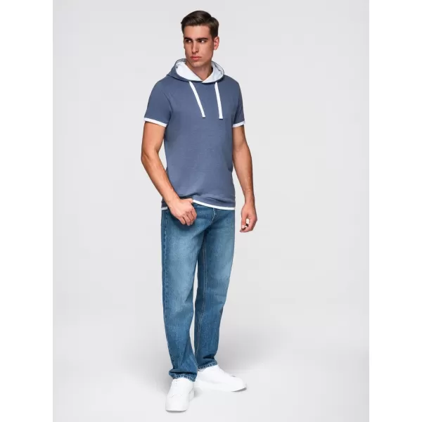  Pánské triko OMBRE OM-TSCT-0256 DARK BLUE MELANGE 